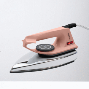 Oweka Nero 1000W Dry Iron, German Non-Stick Coating, Chrome Plated Metal Body, 4 Temperature Settings, LED Indicator, Lightweight and Compact
